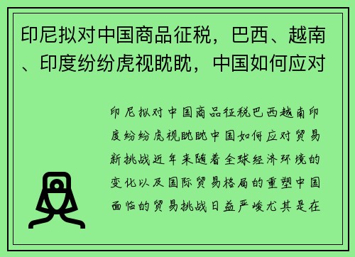 印尼拟对中国商品征税，巴西、越南、印度纷纷虎视眈眈，中国如何应对贸易新挑战？